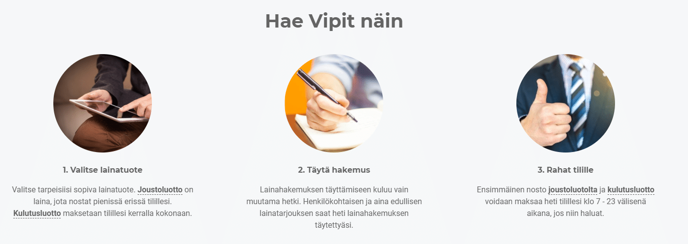 Näin haet lainaa Vippi.fi palvelusta